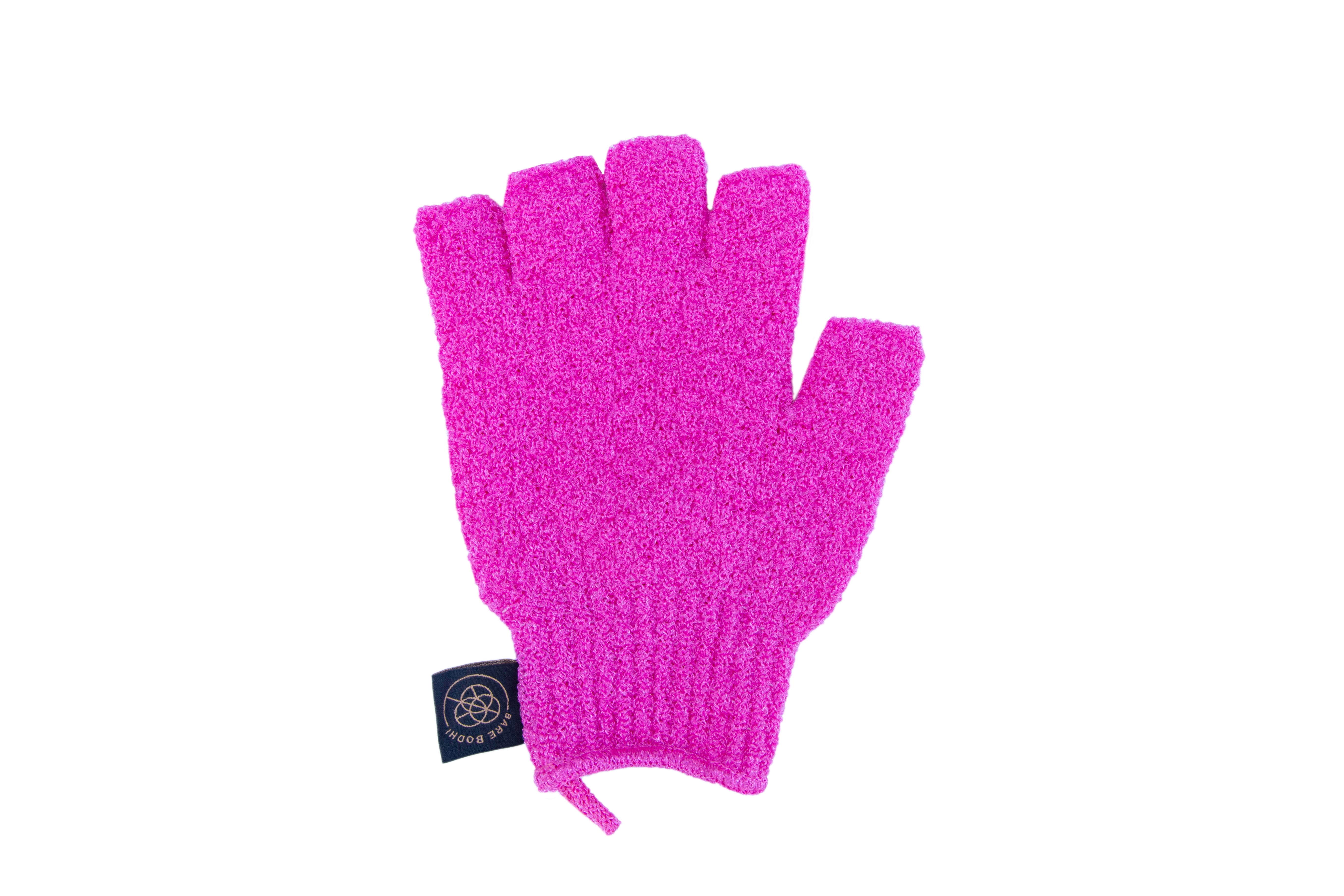 Pink Fingerless Exfoliating Gloves